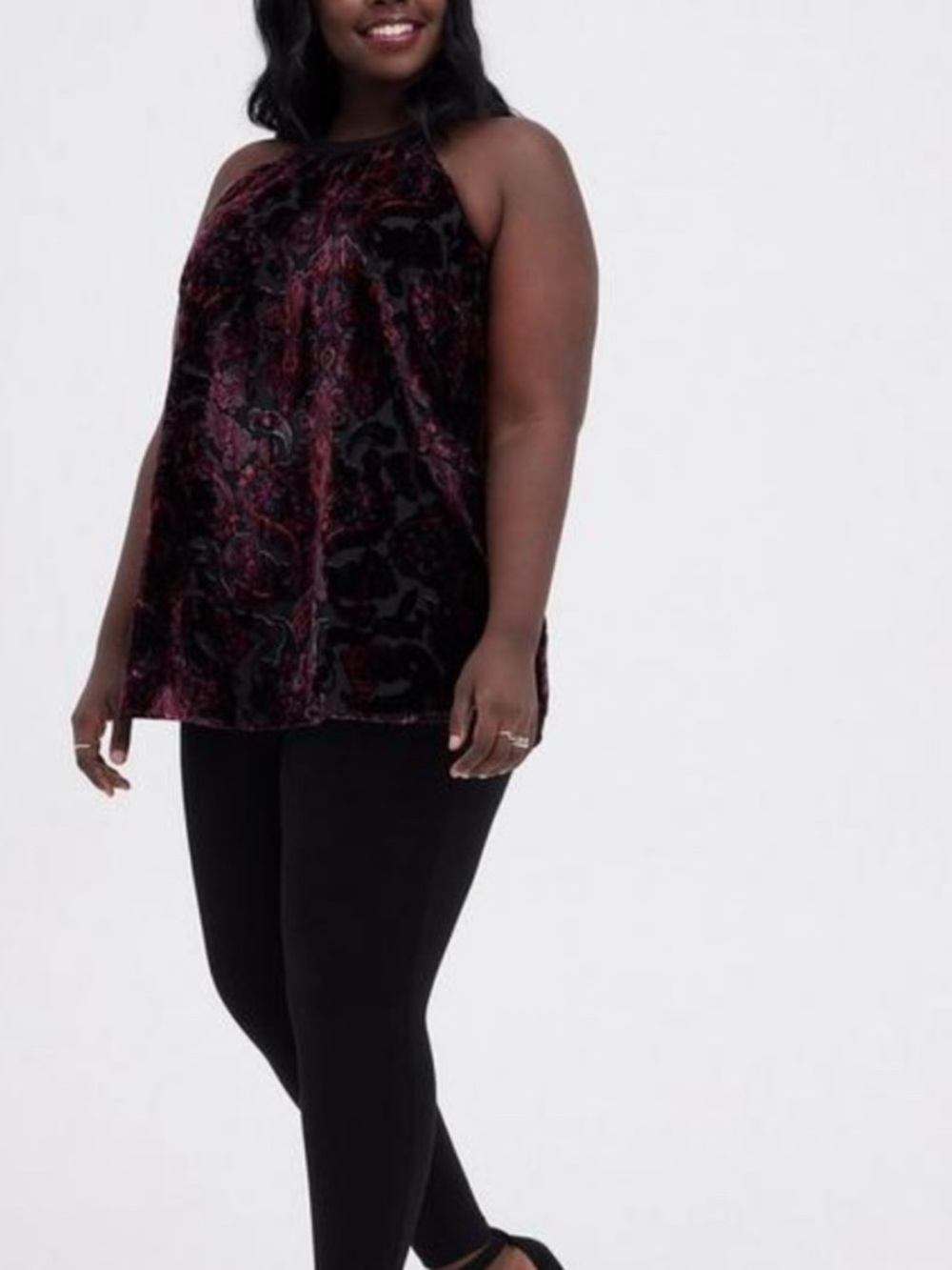 torrid Burgundy Velvet Burnout Halter Tank